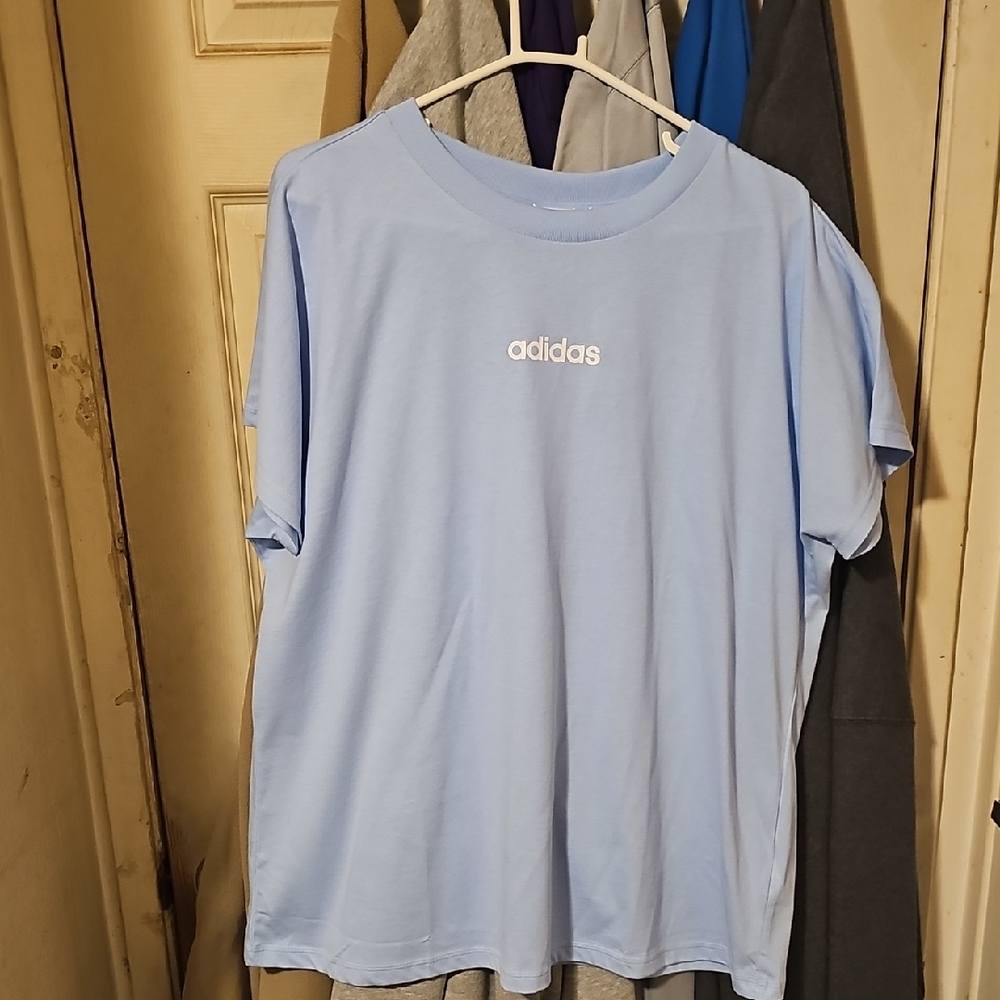 Adidas Sky Blue Tee with White Logo